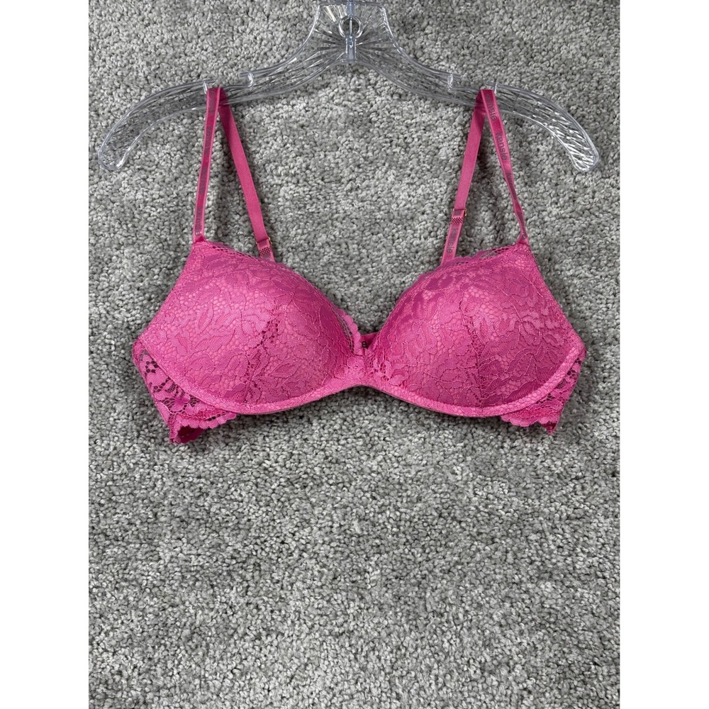 Kensie Womens Pink Lace Push Up Bra 36B Floral Logo Straps 2PKBRA2750